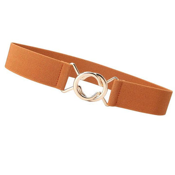 Brown Interloop Leather Elastic Belt